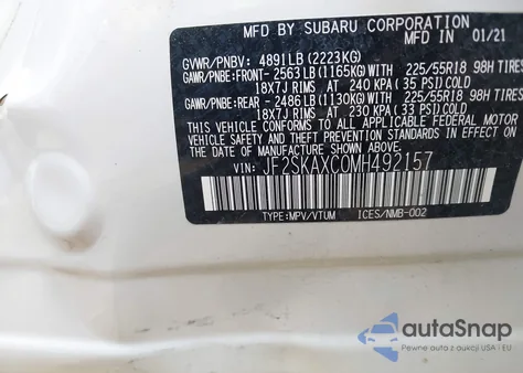 2021 Subaru Forester Touring from USA, damaged, VIN JF2SKAXC0MH492157